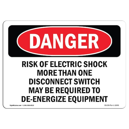 Signmission OSHA Sign, 10" Height, 14" Wide, Rigid Plastic, Risk Of Electric Shock More Than One, Landscape OS-DS-P-1014-L-1696